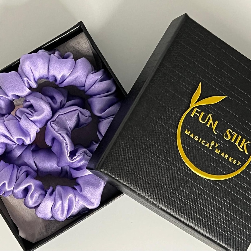 ORGANIC 100% PURE MULBERRY SILK 2cm 2pcs/BOX SCRUNCHIES BY FUN SILK